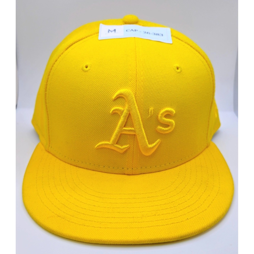 New Era 59FIFTY Oakland Athletics Hat Yellow Tonal Fitted Size 7 3/4 MLB Cap